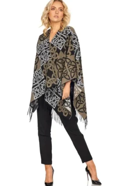 Best Sweater Shop Celtic Design Shawl Black Mix