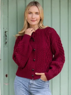 Sale Sweater Shop Clover Cropped Cardigan Claret