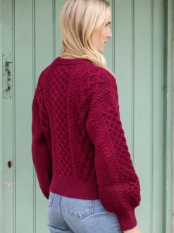 Sale Sweater Shop Clover Cropped Cardigan Claret