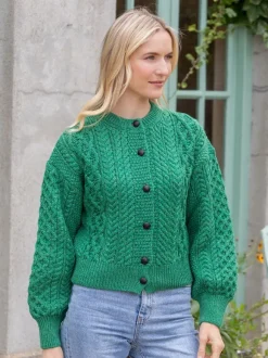 Outlet Sweater Shop Clover Cropped Cardigan Green