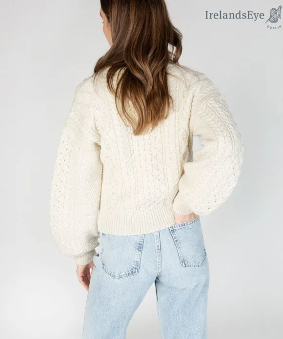 Discount Sweater Shop Clover Cropped Cardigan Natural