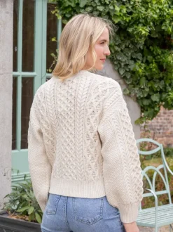 Discount Sweater Shop Clover Cropped Cardigan Natural