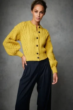 Fashion Sweater Shop Clover Cropped Cardigan Sunflower