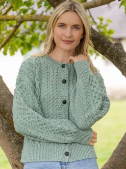 Fashion Sweater Shop Clover Cropped Cardigan Sage Green