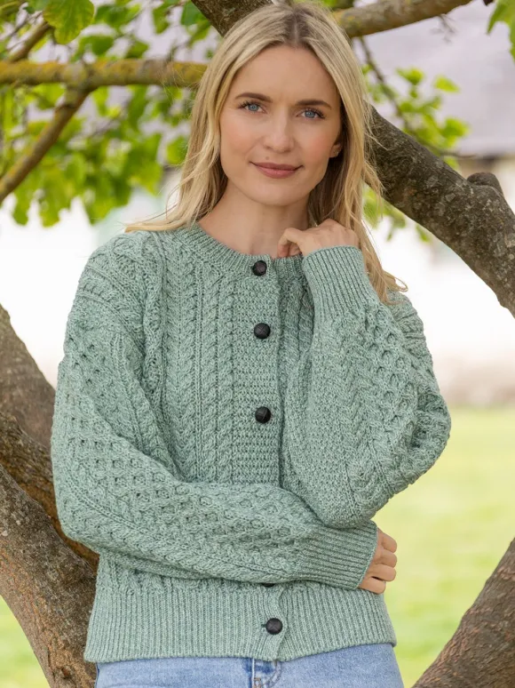 Fashion Sweater Shop Clover Cropped Cardigan Sage Green