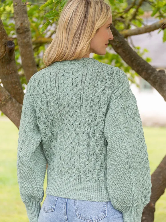 Fashion Sweater Shop Clover Cropped Cardigan Sage Green