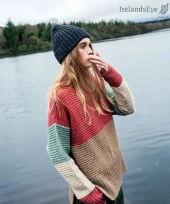Online Sweater Shop Contrast Funnel Neck Sweater Sunset Biscuit