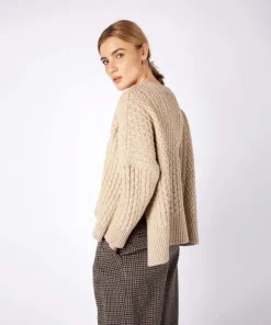 New Sweater Shop Cropped Aran Sweater Seashell