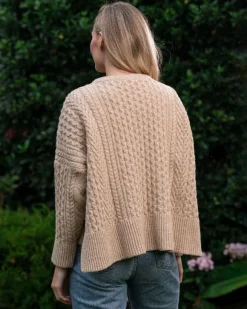 New Sweater Shop Cropped Aran Sweater Seashell
