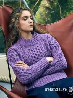 New Sweater Shop Diamond Crew Neck Sweater Lilac