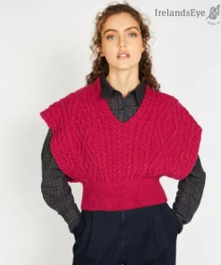 Online Sweater Shop Diamond Vest Bramble Red