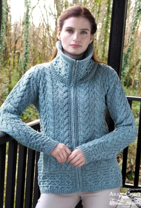Discount Sweater Shop Double Collar Cardigan Mermaid Blue