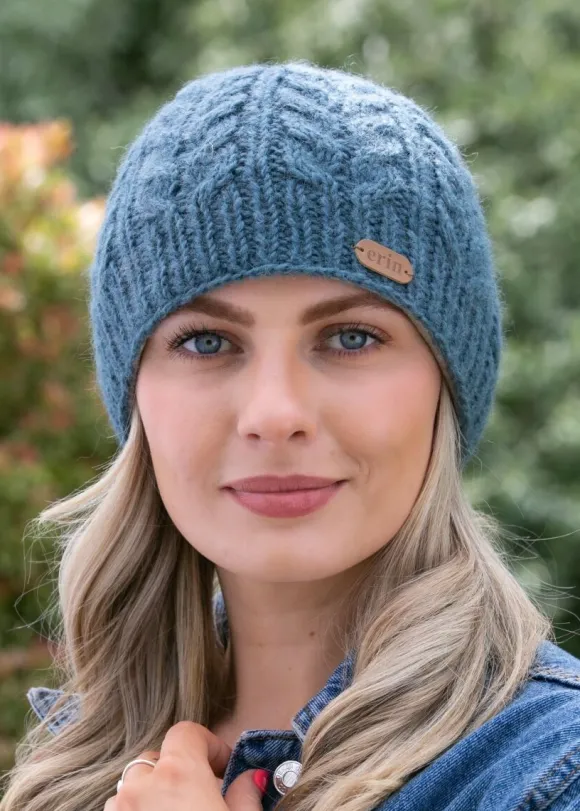 New Sweater Shop Erin Cable Knit Hat Blue