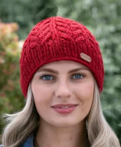 Hot Sweater Shop Erin Cable Knit Hat Red