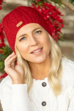 Hot Sweater Shop Erin Cable Knit Hat Red