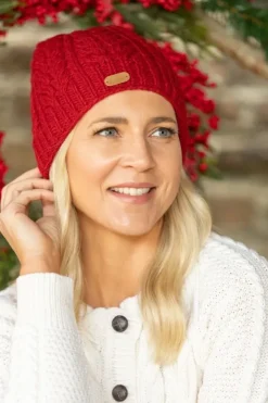 Hot Sweater Shop Erin Cable Knit Hat Red