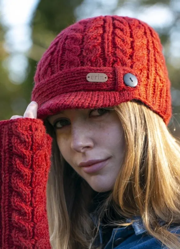 Clearance Sweater Shop Erin Peak Cable Knit Hat Red