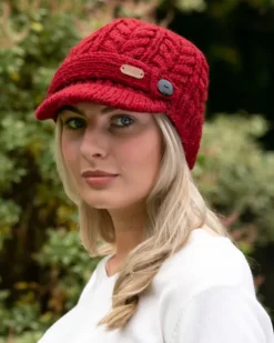 Clearance Sweater Shop Erin Peak Cable Knit Hat Red