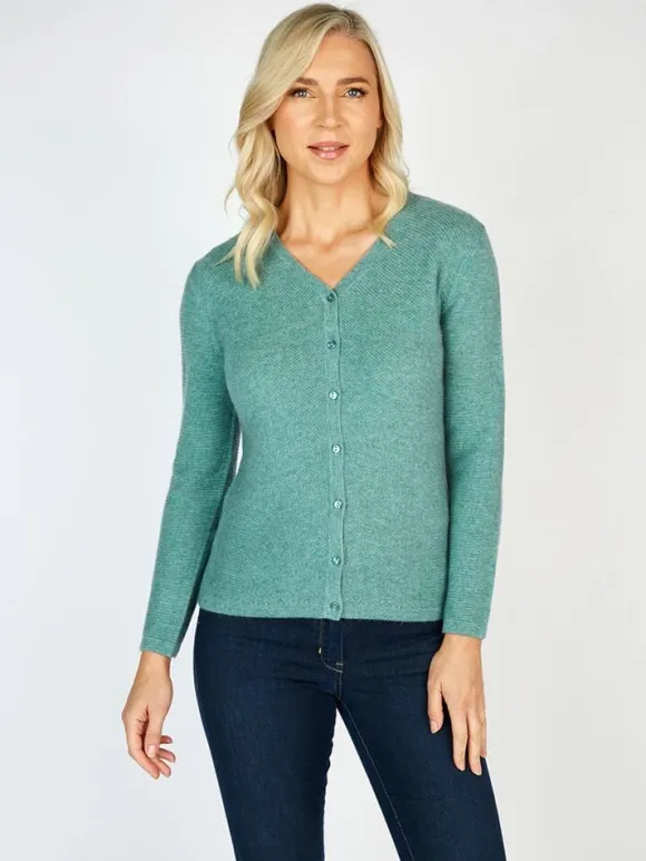 Outlet Sweater Shop Extra Fine Merino Wool & Cashmere Cardigan Green