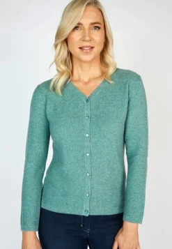 Outlet Sweater Shop Extra Fine Merino Wool & Cashmere Cardigan Green