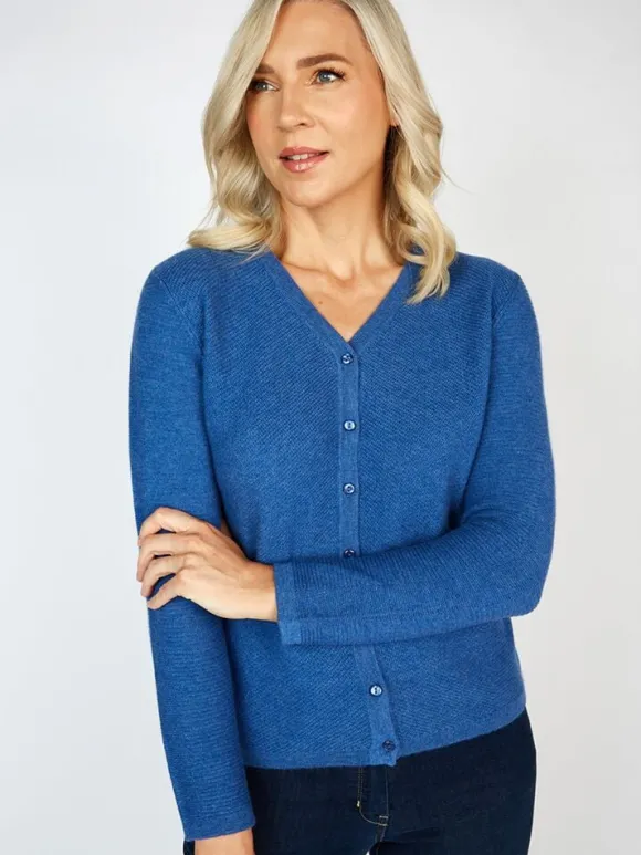 Clearance Sweater Shop Extra Fine Merino Wool & Cashmere Cardigan Denim