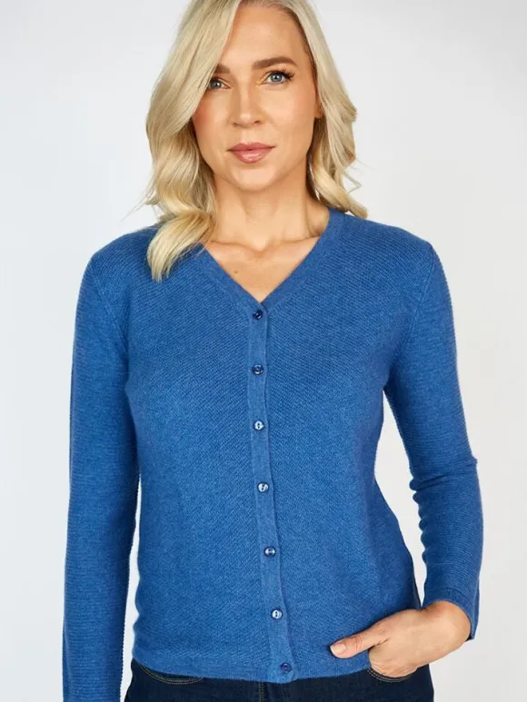 Clearance Sweater Shop Extra Fine Merino Wool & Cashmere Cardigan Denim
