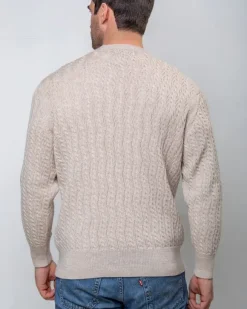 Hot Sweater Shop Extra Fine Merino Wool V Neck Sweater Beige
