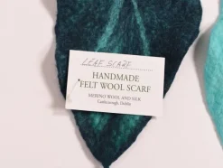 Outlet Sweater Shop Felt Wool Leaf Scarf Blue