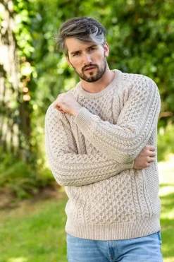 Fashion Sweater Shop Fisherman Aran Sweater Parsnip Merino Wool