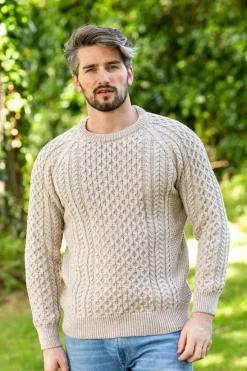 Fashion Sweater Shop Fisherman Aran Sweater Parsnip Merino Wool