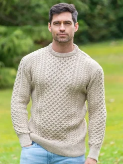 Fashion Sweater Shop Fisherman Aran Sweater Parsnip Merino Wool