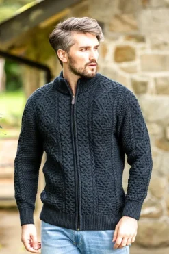 Clearance Sweater Shop Fisherman Full Zip Cardigan Blackwatch