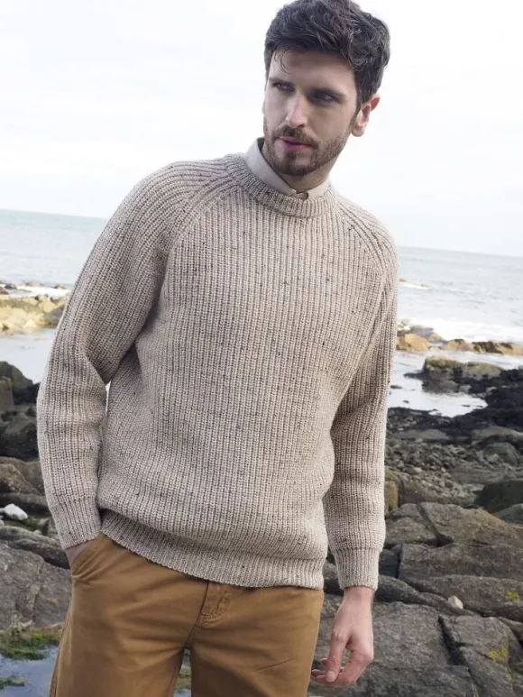 Best Sweater Shop Fisherman Rib Crew Oatmeal Fleck