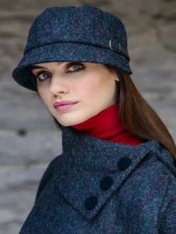 Best Sweater Shop Flapper Cap Charcoal Red Herringbone Colour 31.