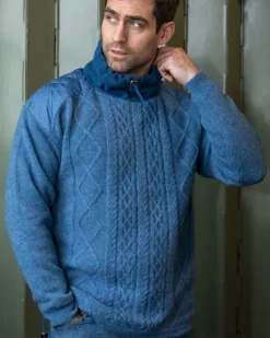 Outlet Sweater Shop Fully Lined Cowl Neck Sweater Blue