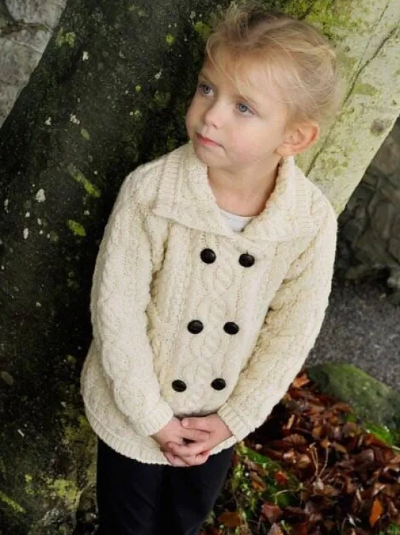 Online Sweater Shop Girls Double Breasted Coat Natural