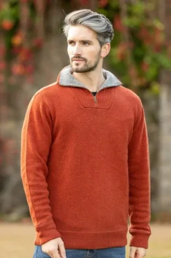 New Sweater Shop Half Zip Lambswool Sweater Russet