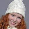 Hot Sweater Shop Hand Knit Aran Hat with bobble Natural