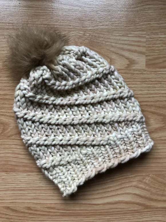 Outlet Sweater Shop Handmade in Ireland - Super Soft hat with pom pom - Natural