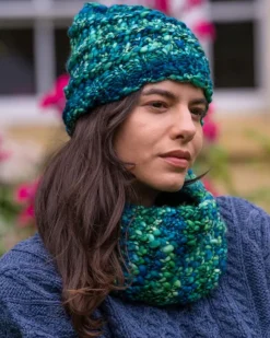 Sale Sweater Shop Handmade in Ireland - Supersoft Hat with snood set - Teal