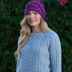 Hot Sweater Shop Handmade in Ireland - Super Soft Merino Wool Hat Purple