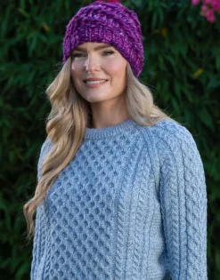 Hot Sweater Shop Handmade in Ireland - Super Soft Merino Wool Hat Purple