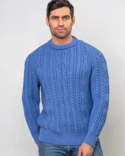 Outlet Sweater Shop Heavyweight Extra Fine Merino Wool Sweater Sky Blue