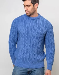 Outlet Sweater Shop Heavyweight Extra Fine Merino Wool Sweater Sky Blue