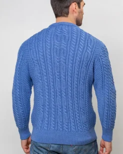 Outlet Sweater Shop Heavyweight Extra Fine Merino Wool Sweater Sky Blue