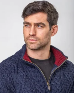 Sale Sweater Shop Heavyweight Extra Fine Merino Wool Half Zip Sweater - Navy