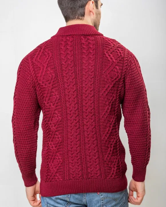 New Sweater Shop Heavyweight Extra Fine Merino Wool Half Zip Sweater - Berry