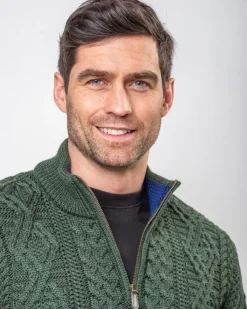 Sale Sweater Shop Heavyweight Extra Fine Merino Wool Half Zip Sweater - Forest Green
