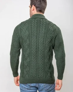 Sale Sweater Shop Heavyweight Extra Fine Merino Wool Half Zip Sweater - Forest Green