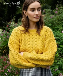 Sale Sweater Shop Honeysuckle Cropped Aran Sweater Sunflower